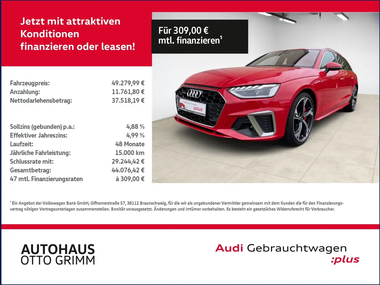 Audi A4 Avant 40 TFSI quattro S line LED Navi Pano Rot - 1
