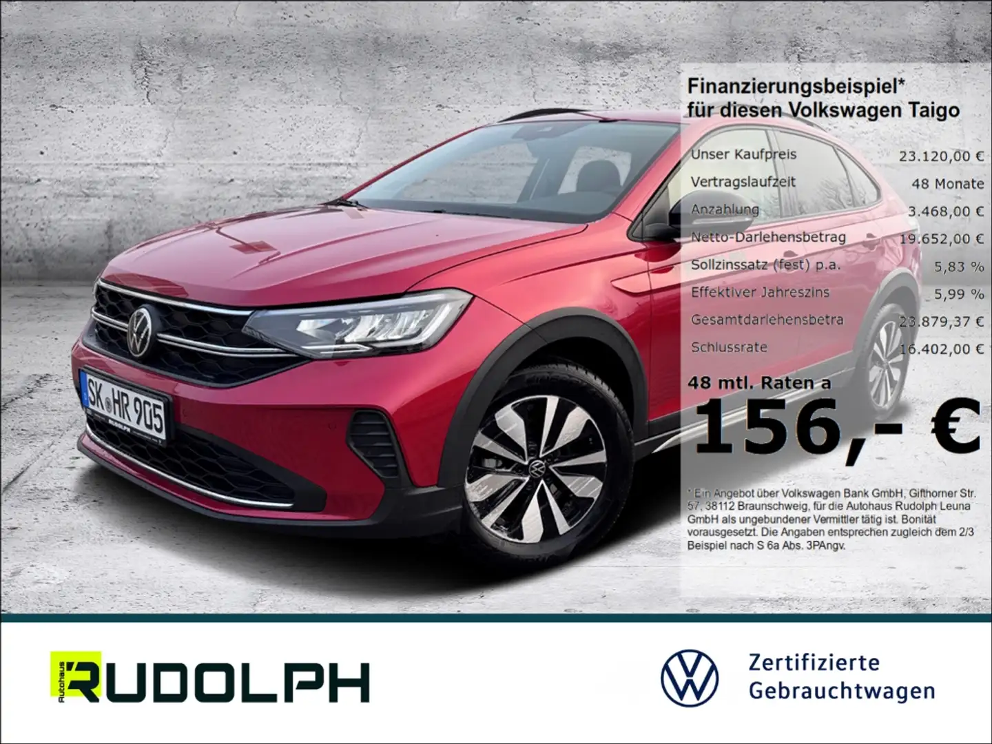 Volkswagen Taigo Goal 1.0 TSI DSG LED Navi ACC BT AHK SHZ Klima Fer Rot - 1