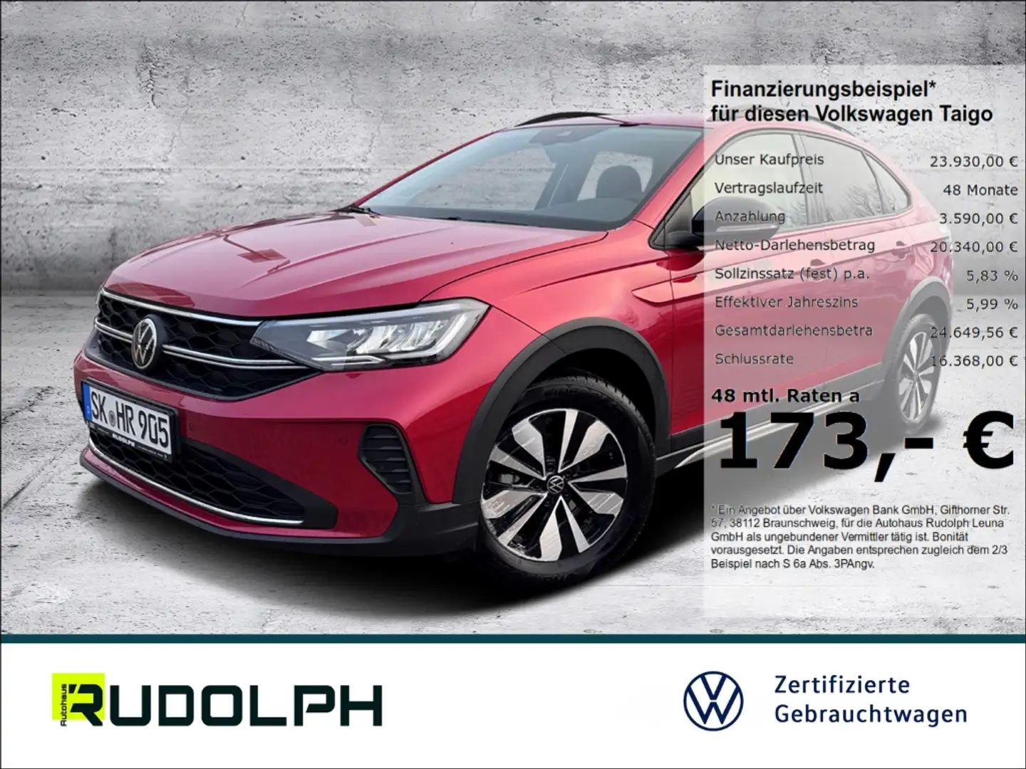 Volkswagen Taigo Goal 1.0 TSI DSG LED Navi ACC BT AHK SHZ Klima Fer Rojo - 1