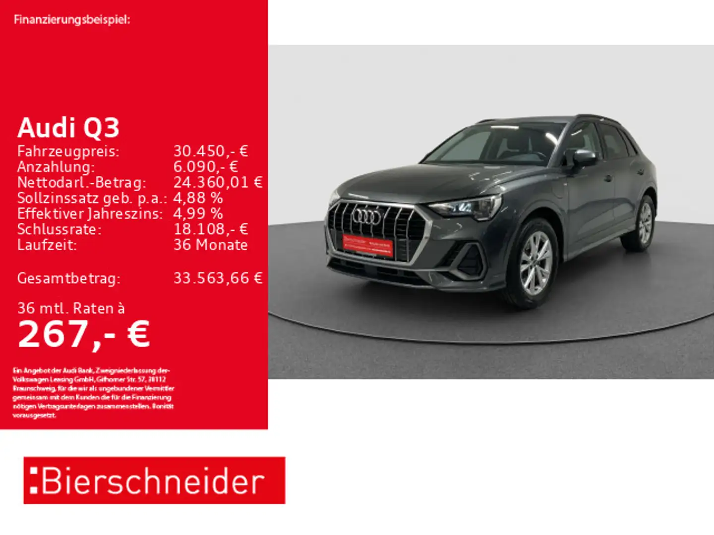 Audi Q3 45 TFSI e S-Line ACC NAVI SHZ CAM Grau - 1