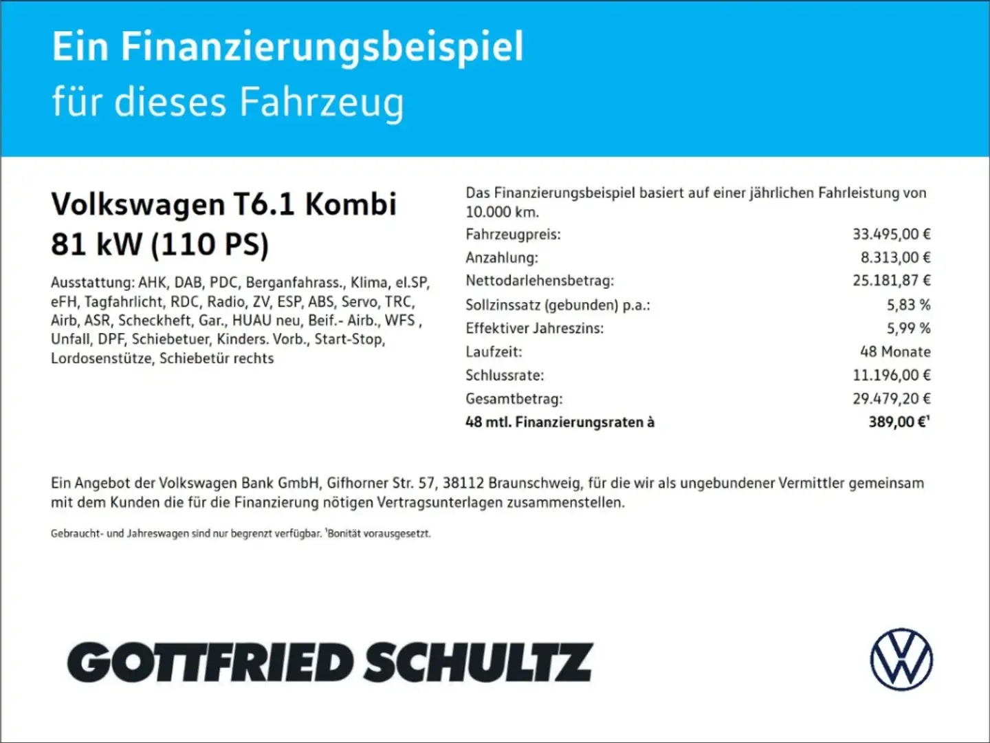 Volkswagen T6.1 Kombi 2.0 TDI LR AHK PDC KLIMA ZV E-FENSTER Weiß - 2