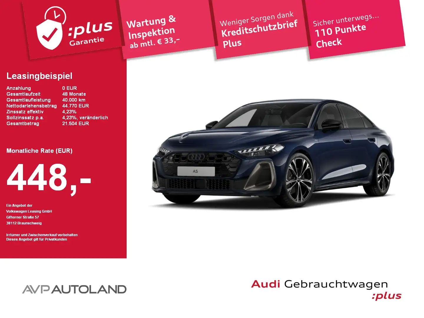 Audi A5 Limousine TFSI S tro. S line edition one AHK Blau - 1