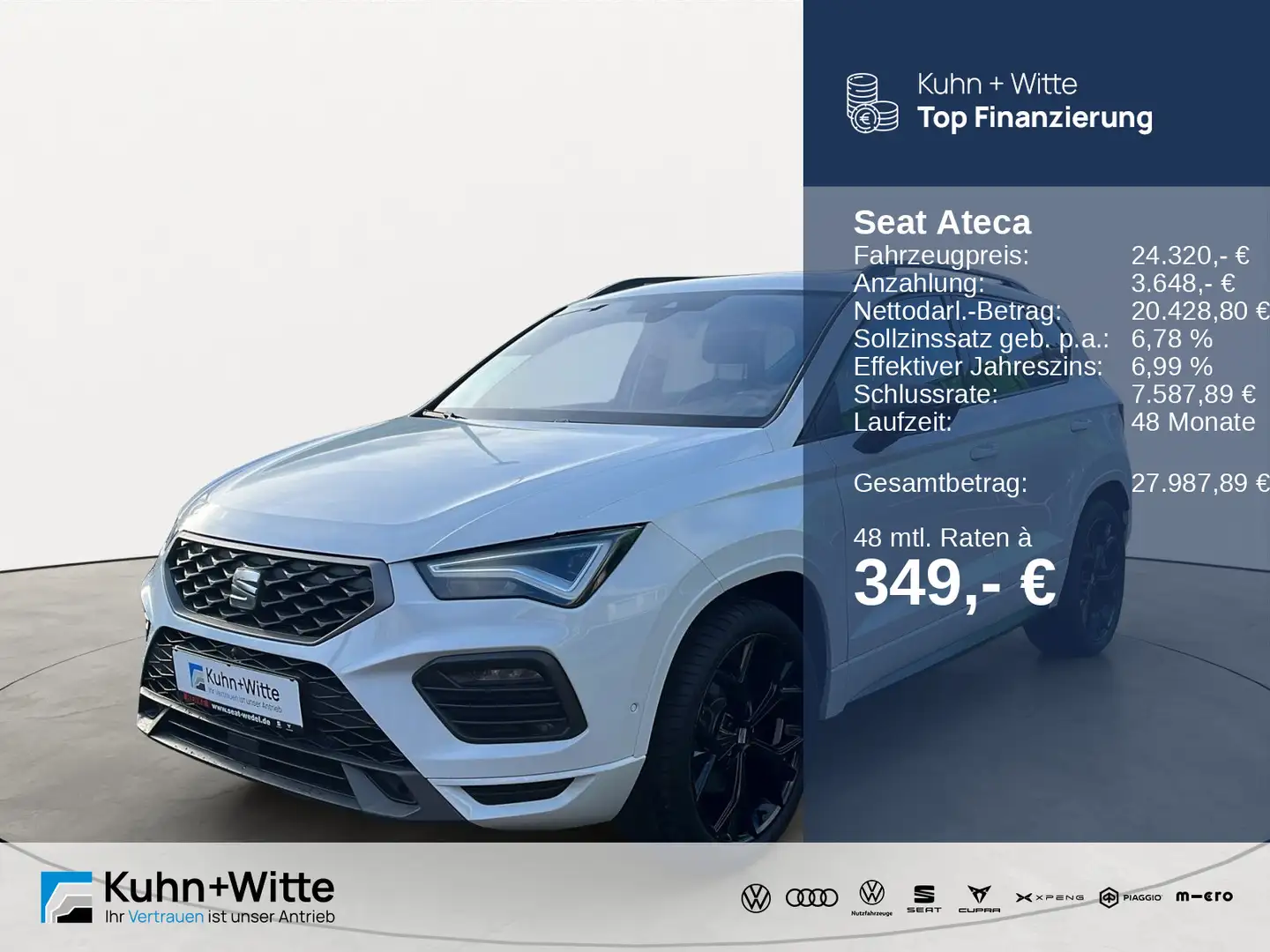 SEAT Ateca 2.0 TSI FR 4Drive *ACC*LED*RFK*Navi*AppleC Weiß - 1