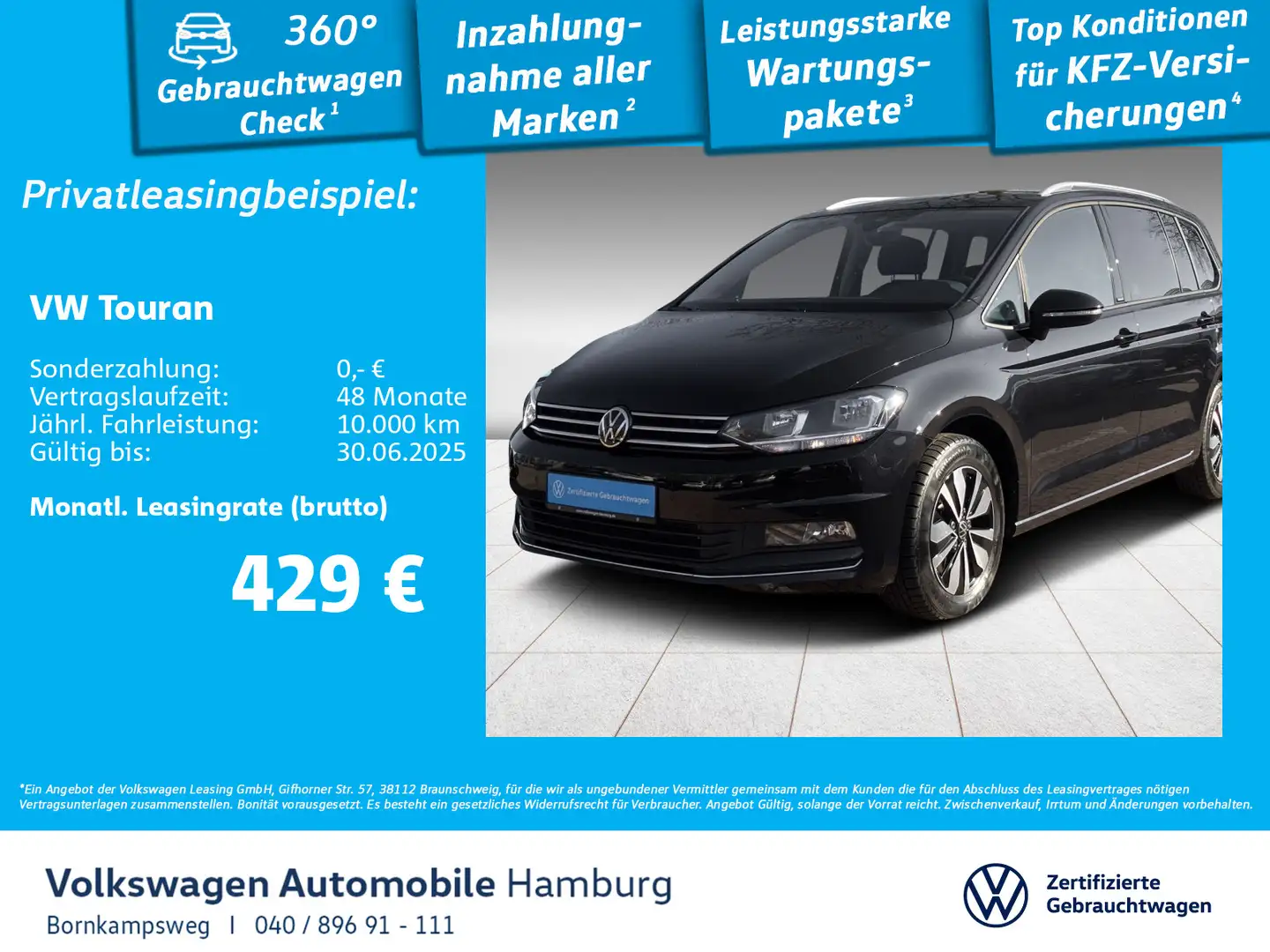 Volkswagen Touran 1.5 TSI Move DSG Navi 7-Sitzer Schwarz - 1