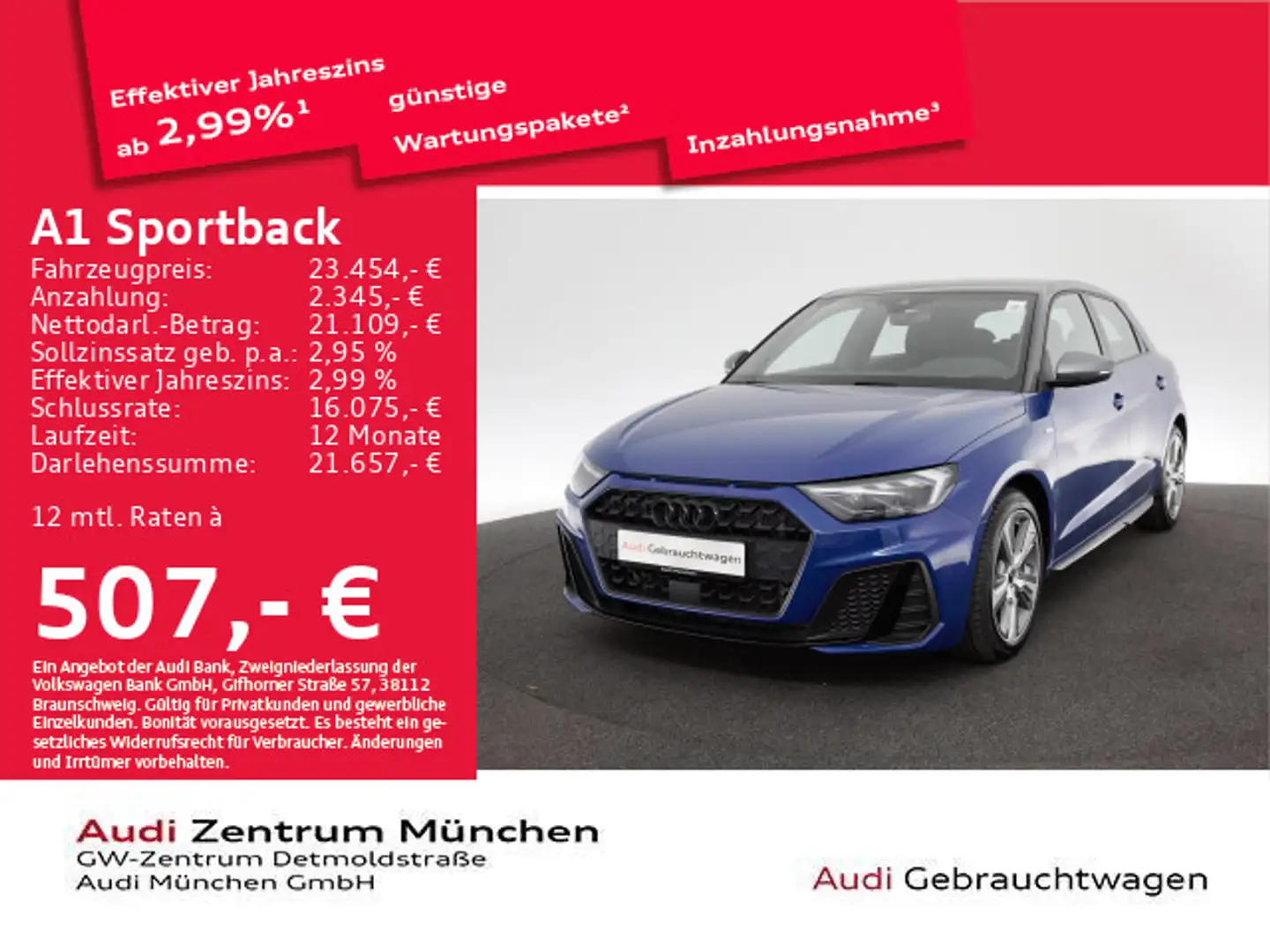Audi A1 30 TFSI S tronic S line competition Blau - 1