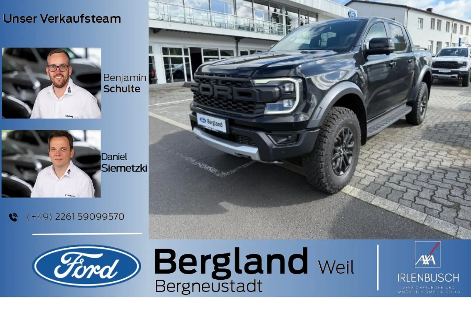 Ford Ranger Raptor DOPPELKABINE 3.0L 292PS V6 Automatik Noir - 1