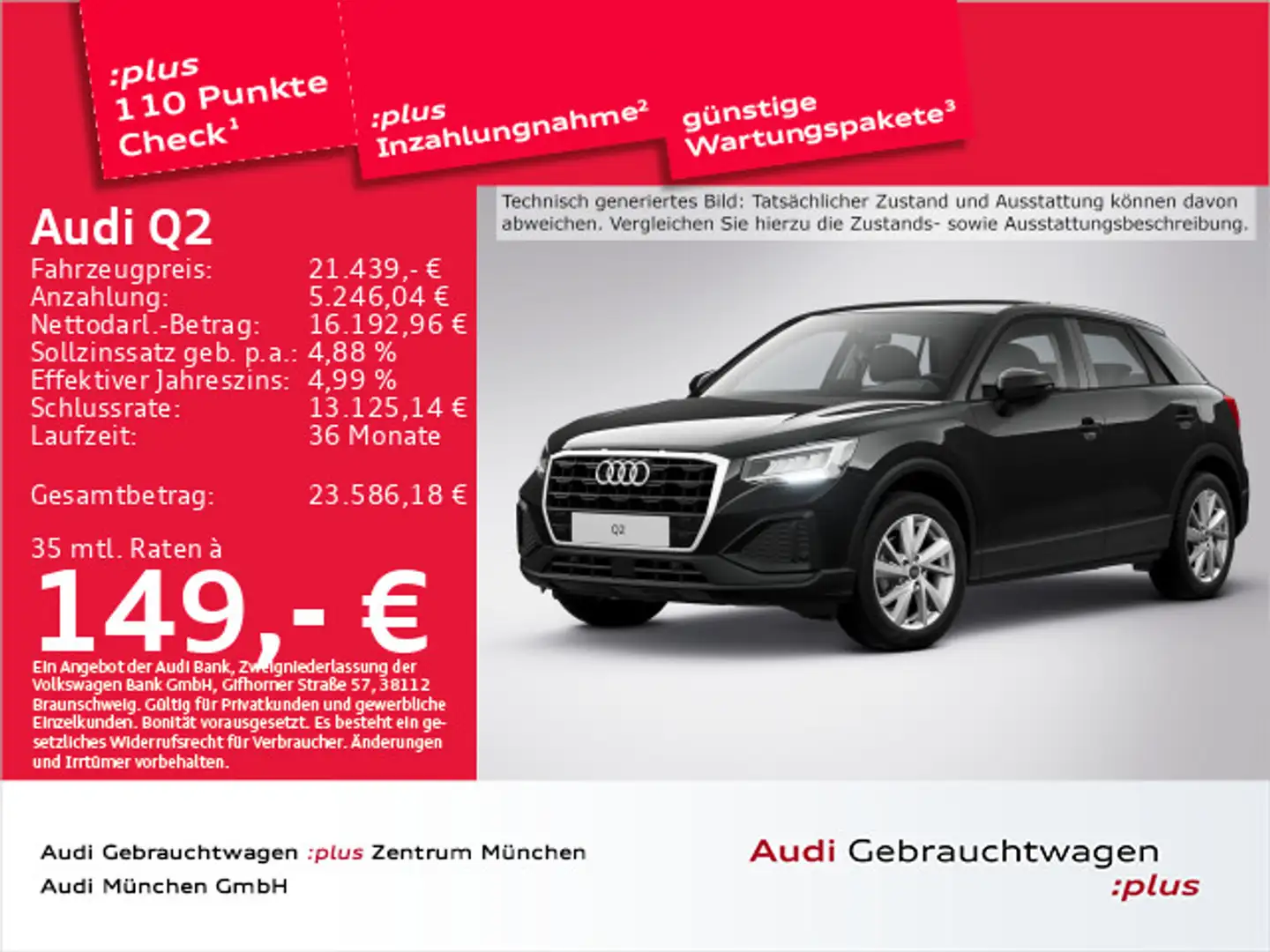 Audi Q2 30 TFSI PDC Schwarz - 1