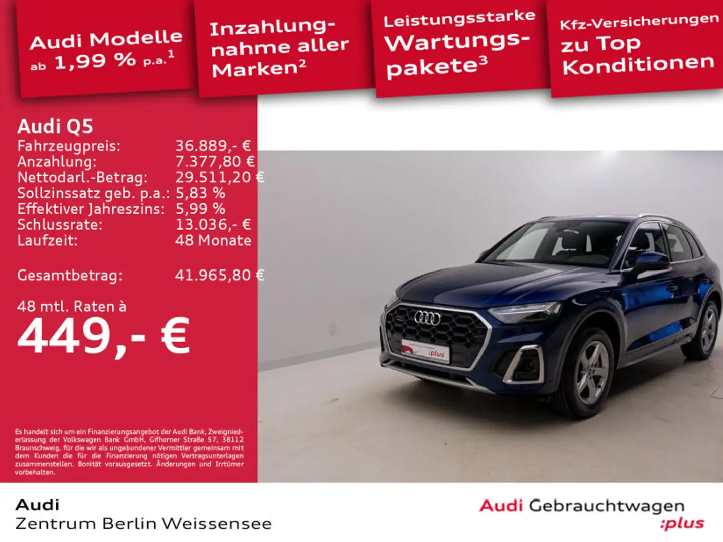 Audi Q5 50 TFSI e S-TRO*QU*S-LINE*MATRIX*PANO*RFK*NAV Blau - 1