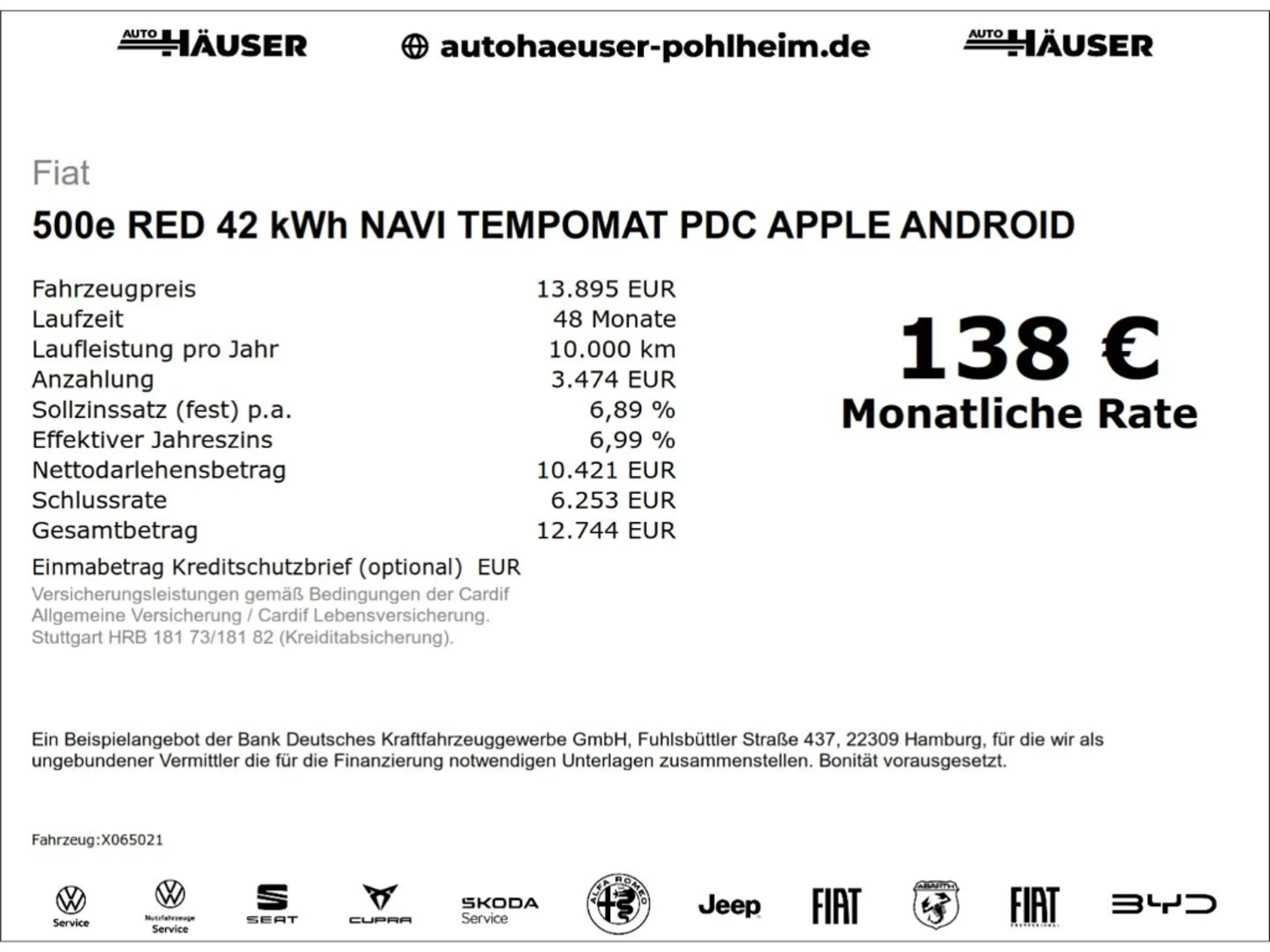 Fiat 500e RED 42 kWh NAVI TEMPOMAT PDC APPLE ANDROID ALLWETT — photo 2
