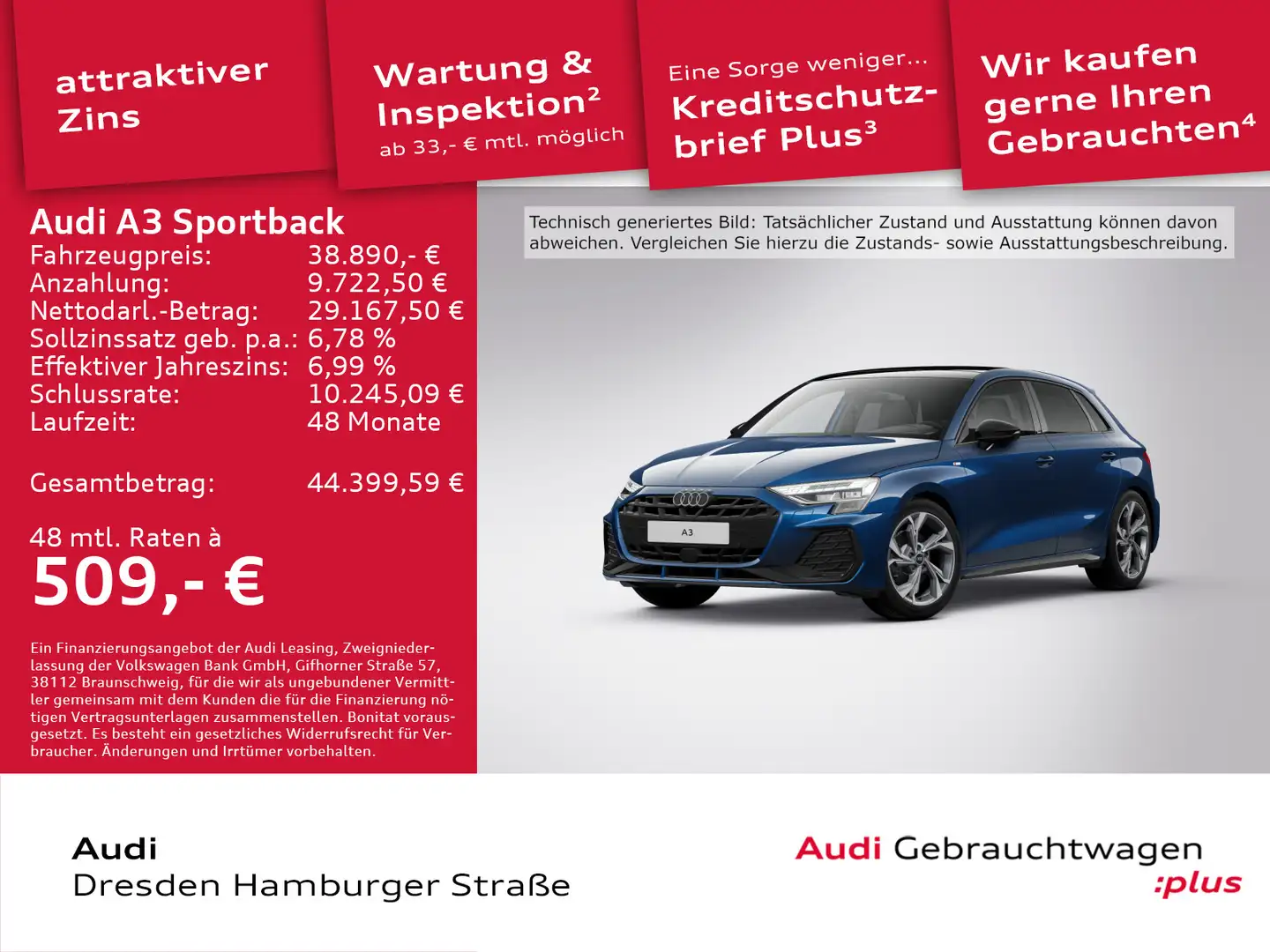 Audi A3 S line 35 TFSI 110(150) kW(PS) S tr Blau - 1