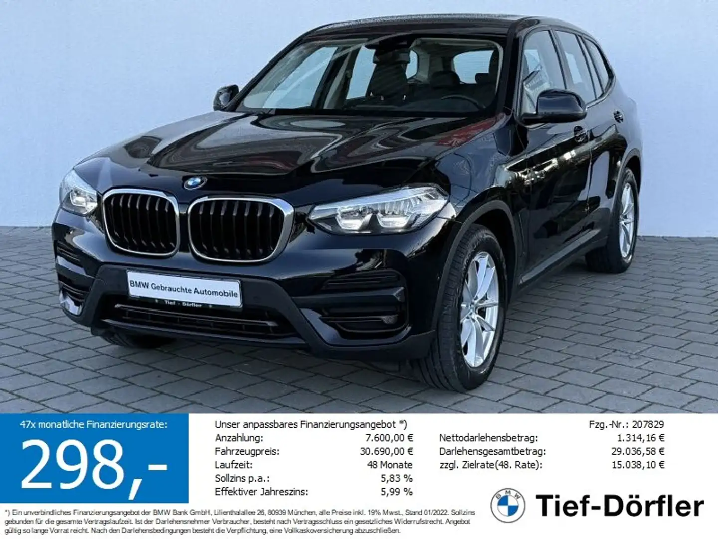 BMW X3 xDrive20d A Advantage LED/NAV/CAM/S-SITZ/DAB Noir - 1