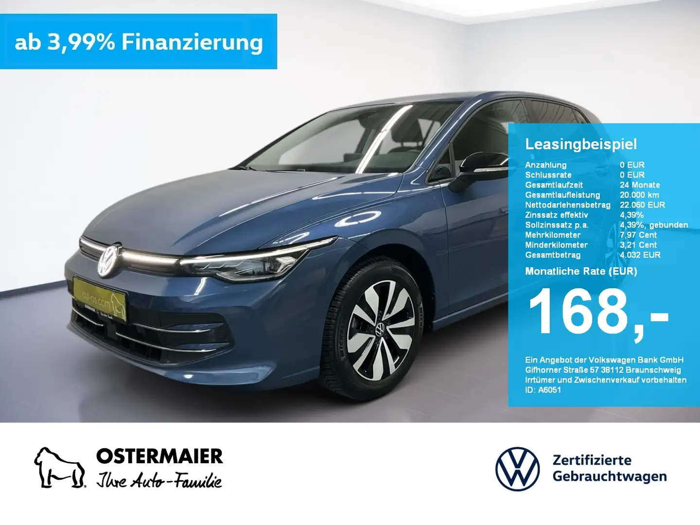 Volkswagen Golf VIII GOAL 1.5TSI 116PS ACC.AHK.NAVI.2xPDC.LED.APP- Blauw - 1