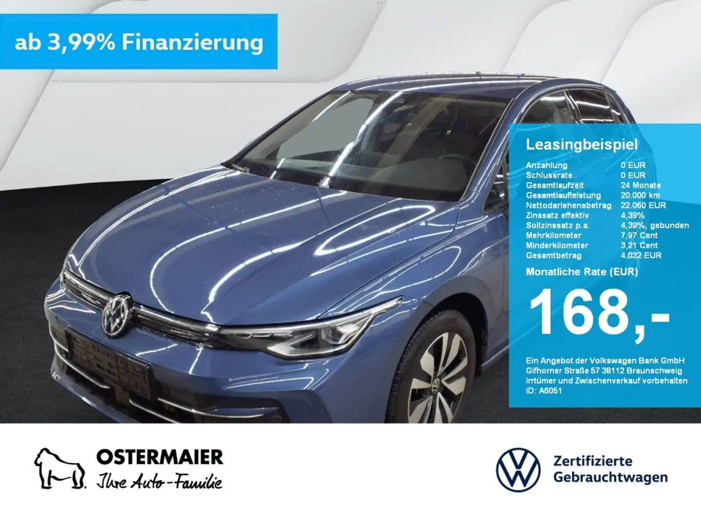 Volkswagen Golf VIII GOAL 1.5TSI 116PS ACC.AHK.NAVI.2xPDC.LED.APP- Blau - 1