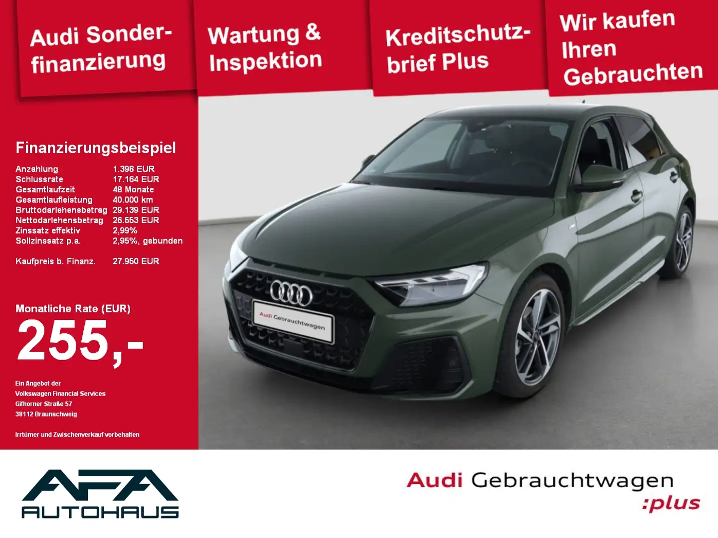 Audi A1 Sportback 30 TFSI S-Line Navi+*ACC*17*Opt.SW Grün - 1