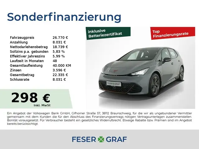 CUPRA Born 58kWh Automatik LED PDC Sitzheizung Climatro