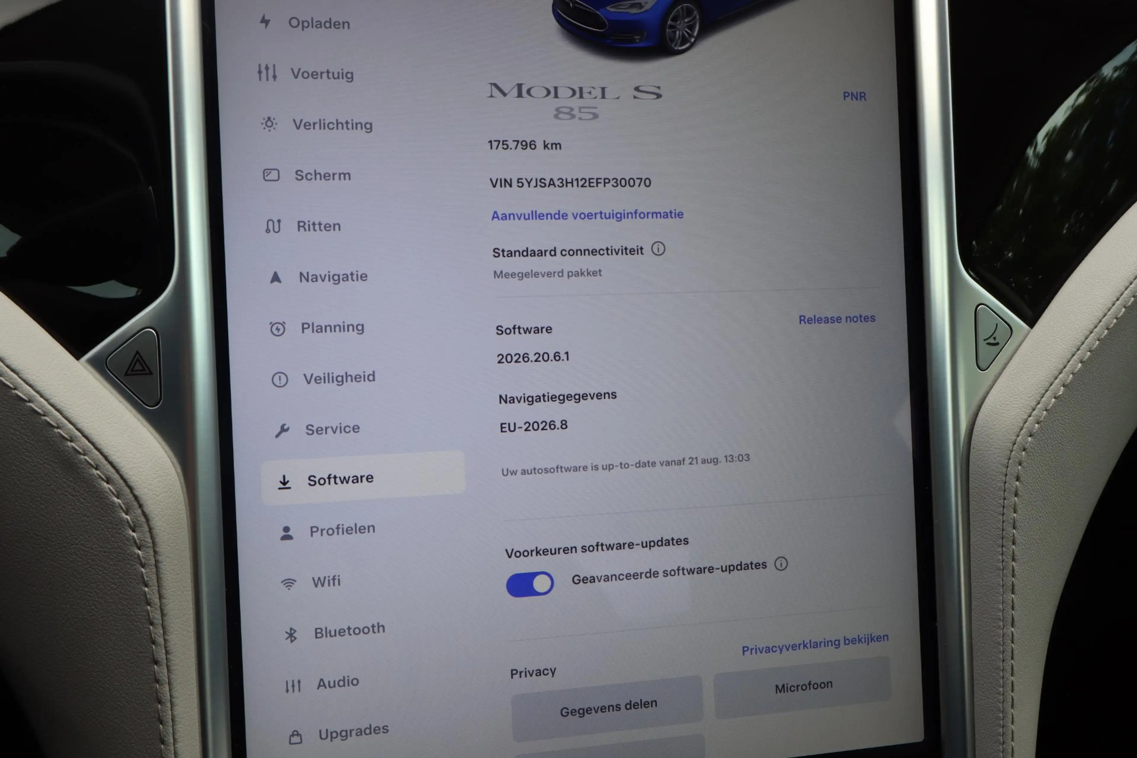 Tesla Model S 85 Base 87,6% SOH, Cruise control, Camera, Lederen — photo 17