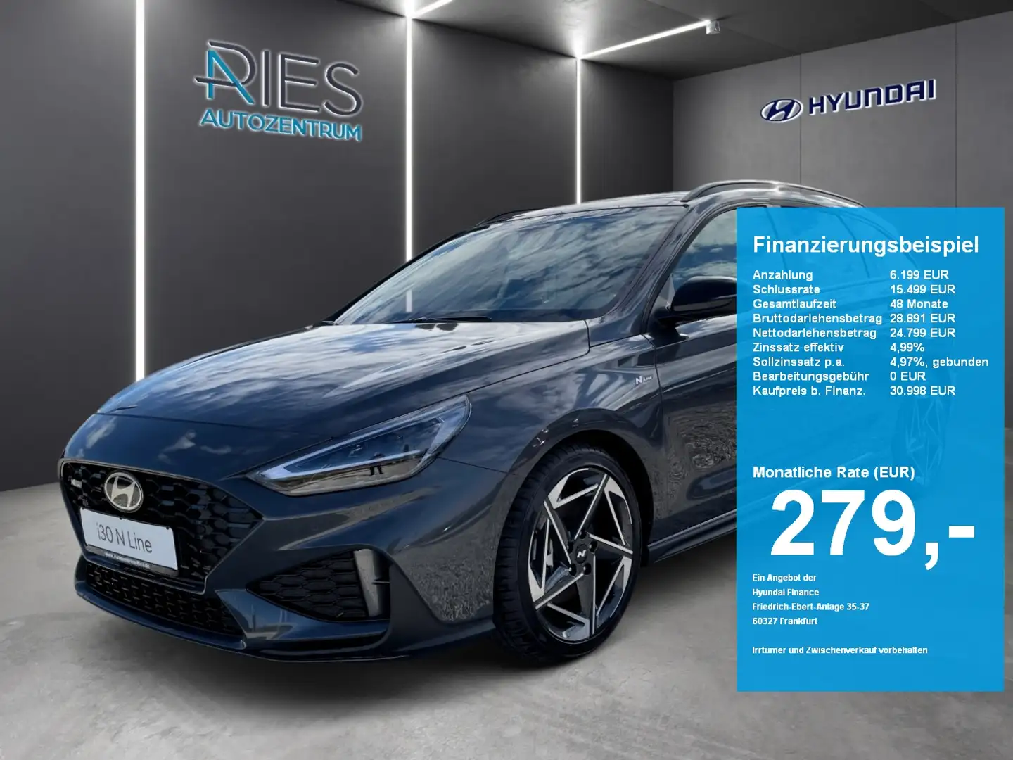 Hyundai i30 cw 1.5 T-GDI N Line KlimaA*LED*Navi*Pano*SD Gris - 1