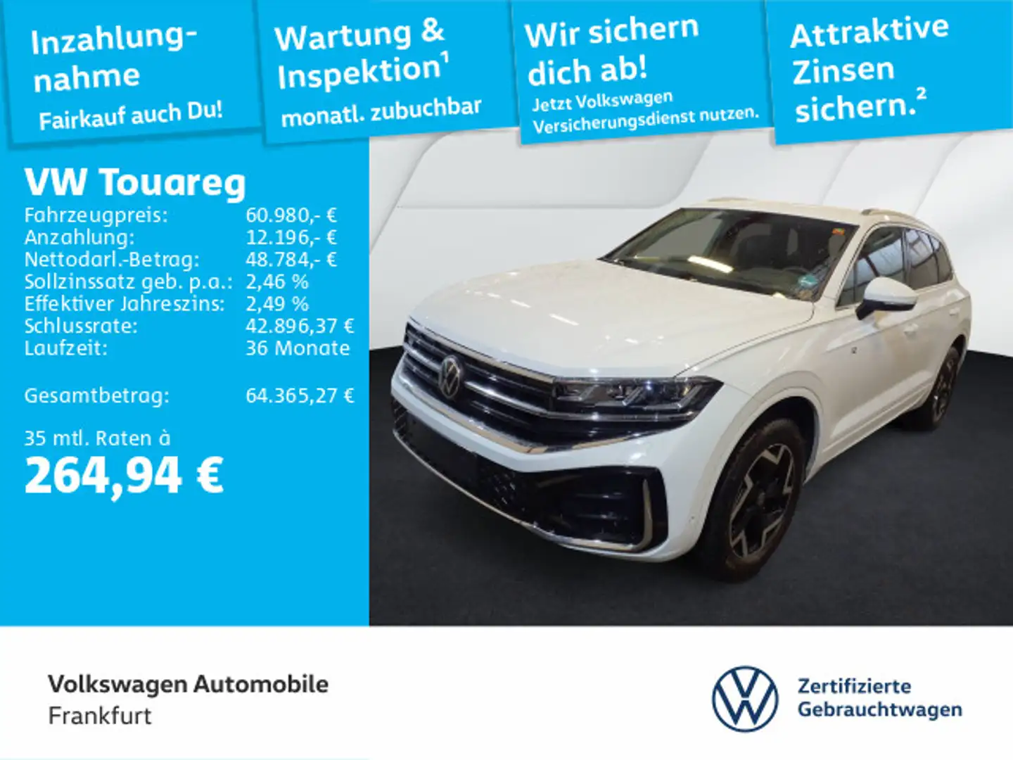 Volkswagen Touareg 3.0 TDI Tiptronic 4M R-LINE MATRIX HUD Weiß - 1