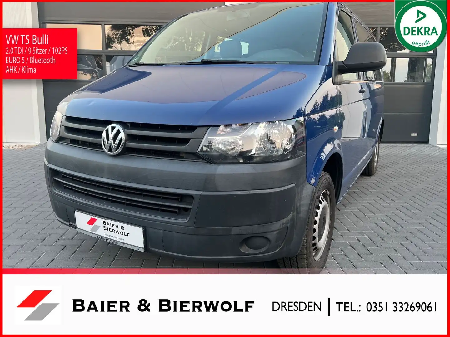 Volkswagen T5 Transporter 9 Sitzer Klima  AHK Scheckheft Blau - 1