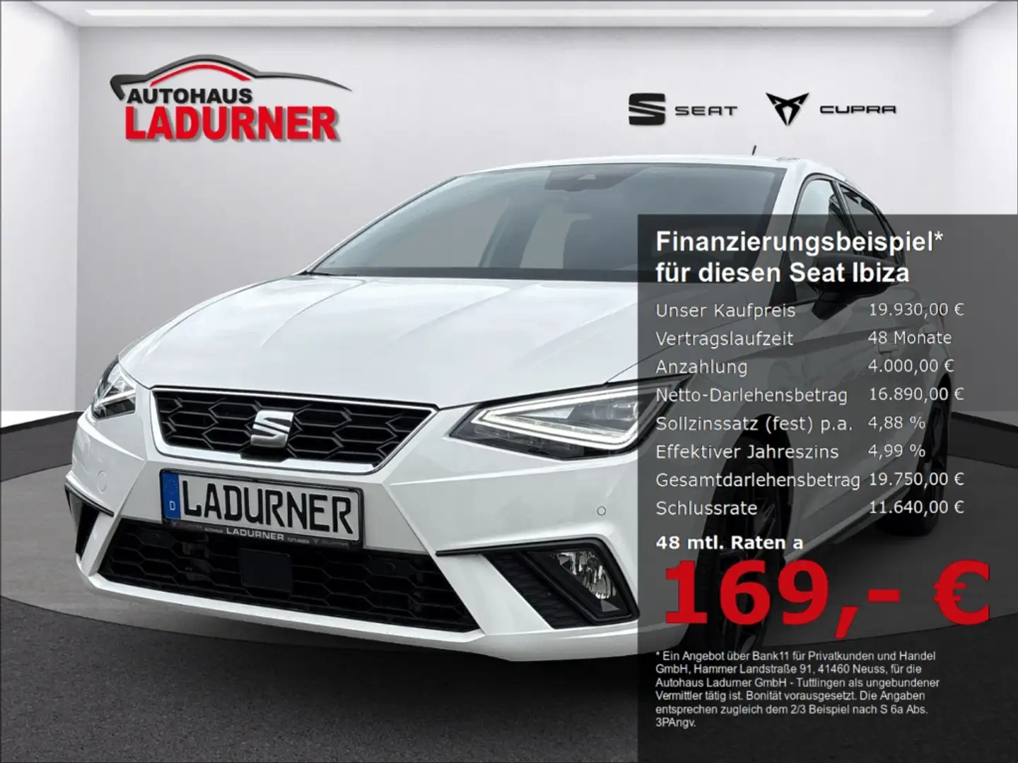 SEAT Ibiza FR Pro Black Edition 1.0 TSI *Navi+LED+FullLink+PD Weiß - 1