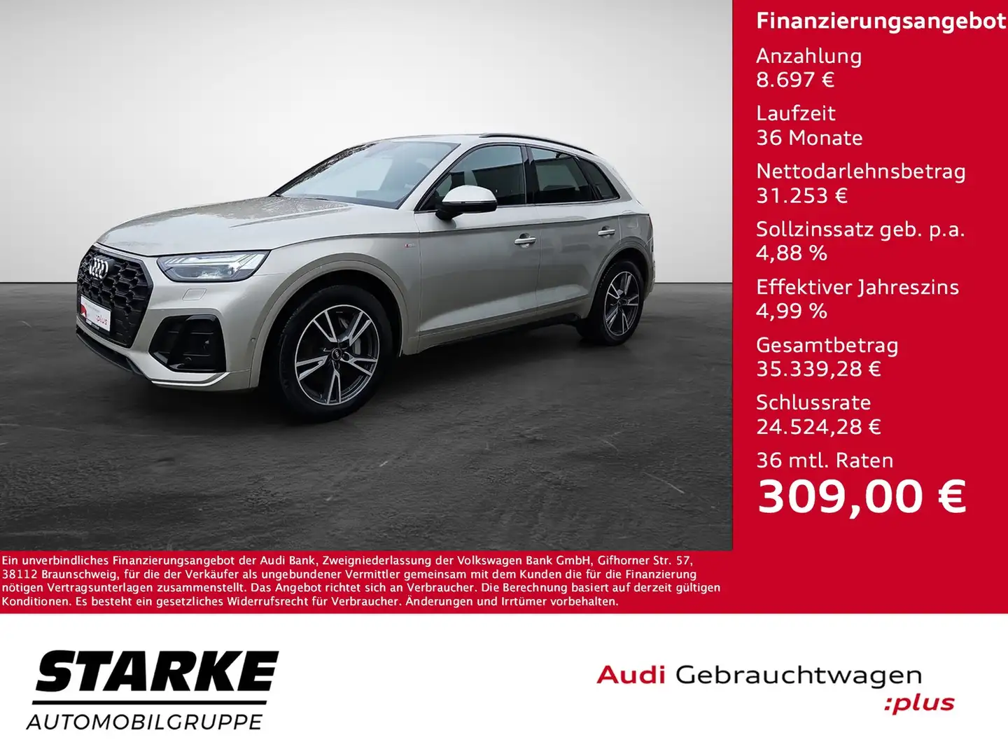 Audi Q5 50 TFSI e S tronic quattro S-line NaviPlus Matr... Silber - 1