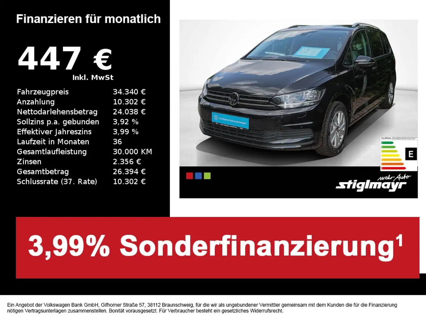 Volkswagen Touran Comfortline 1.5 TSI DSG AHK+KAMERA+NAVI Noir - 1