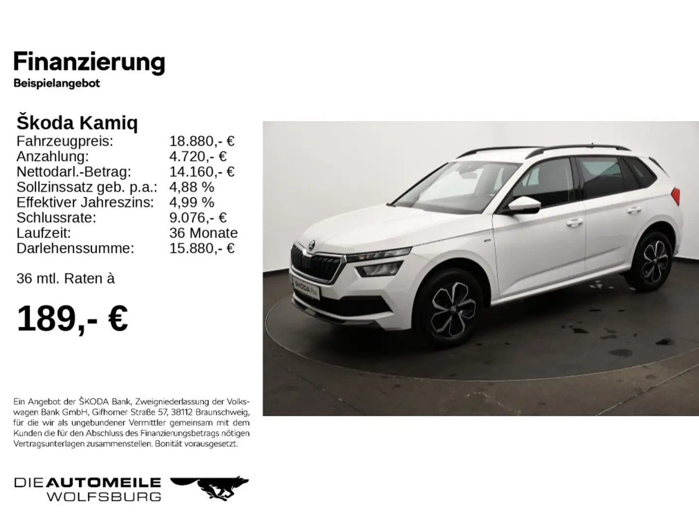 Skoda Kamiq 1,0 TSI Drive LED/Multilenk/Tempo Weiß - 2