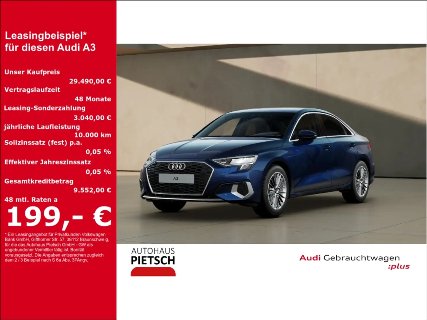 Audi A3 Limo 35 TFSI advanced Parklenk Sitzheizung Blauw - 1