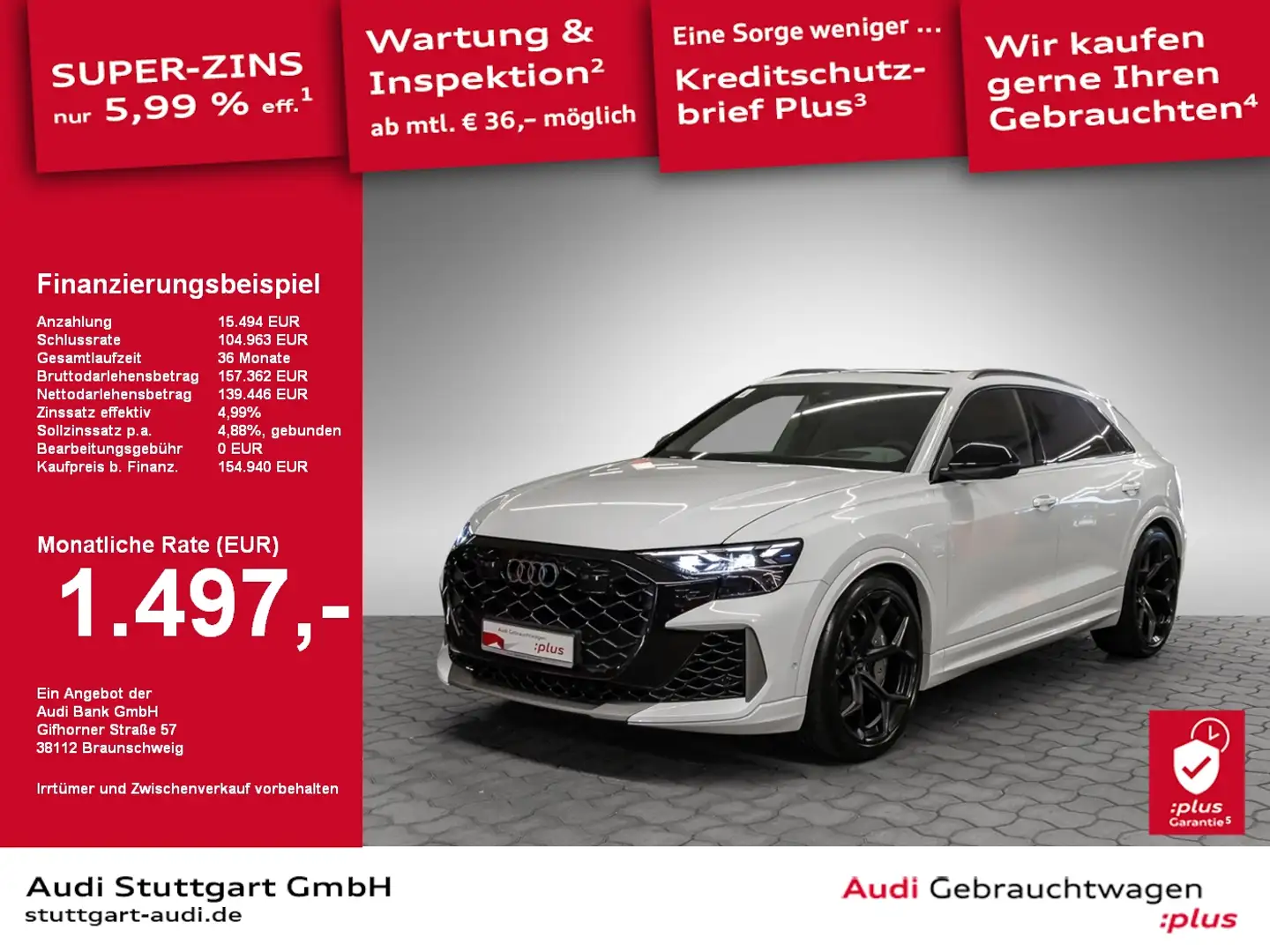 Audi RS Q8 performance tiptronic AHK Keramik AIR SHZ Weiß - 1