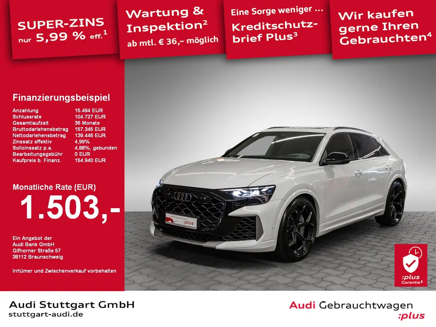 Audi RS Q8 performance tiptronic AHK Keramik AIR SHZ Weiß - 1