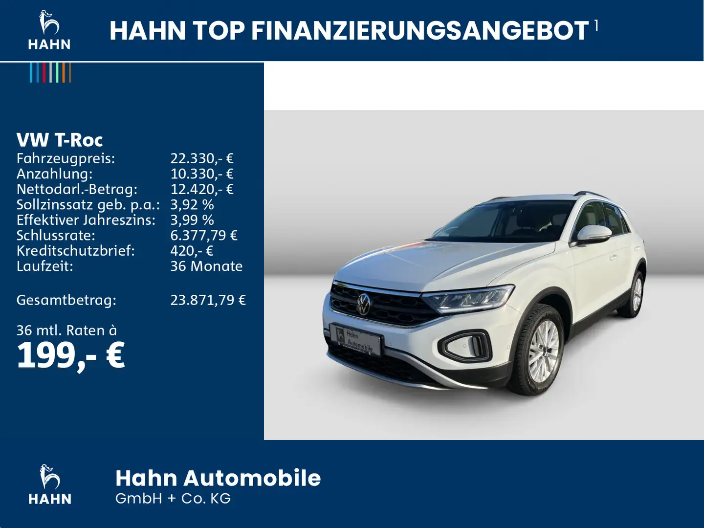 Volkswagen T-Roc 2.0TDI Life LED AHK ACC Sitzh APP-Connect Blanc - 2