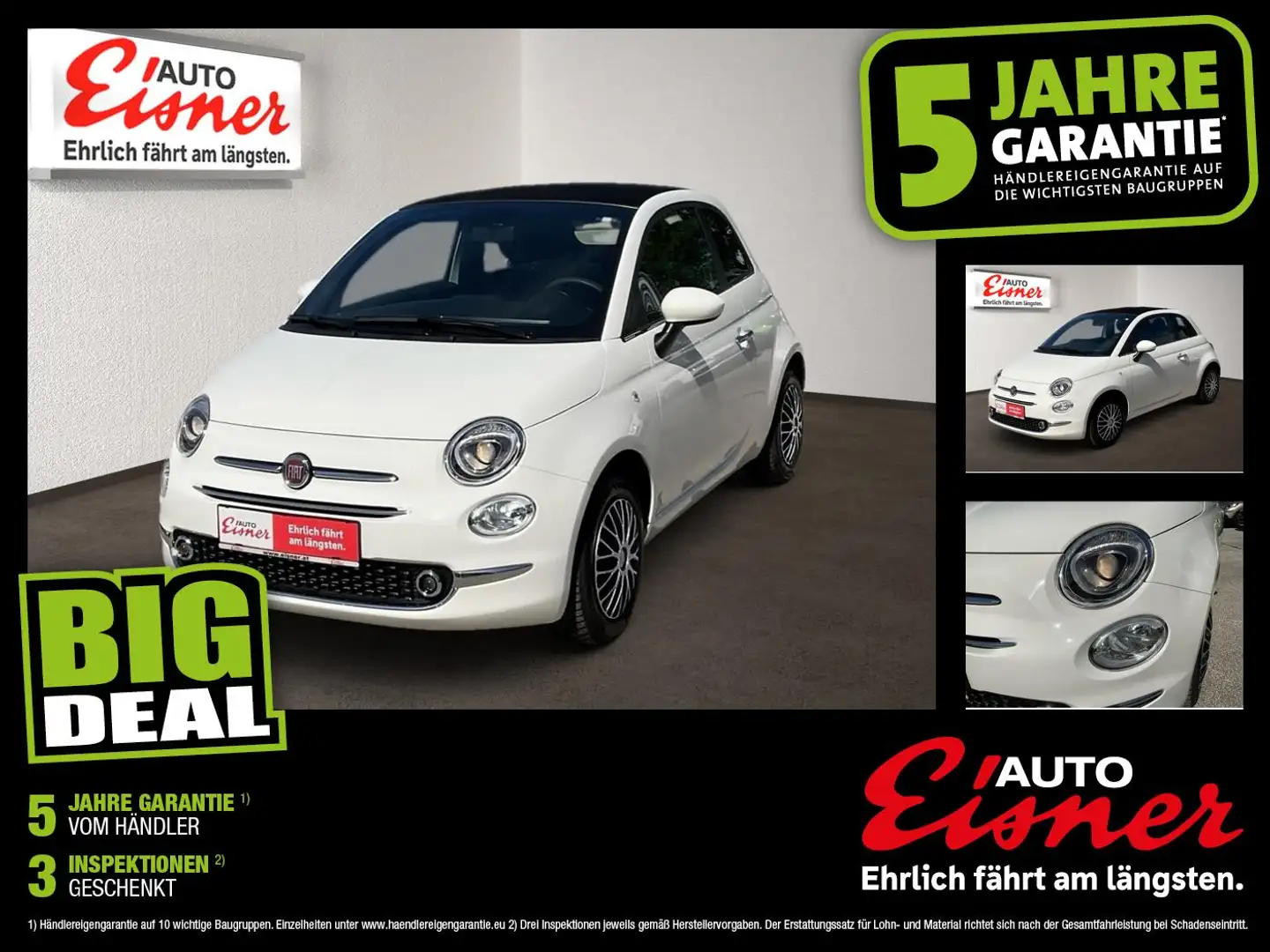 Fiat 500C 500 Cabrio 1.0 Dolce Vita LM PDC Weiß - 1
