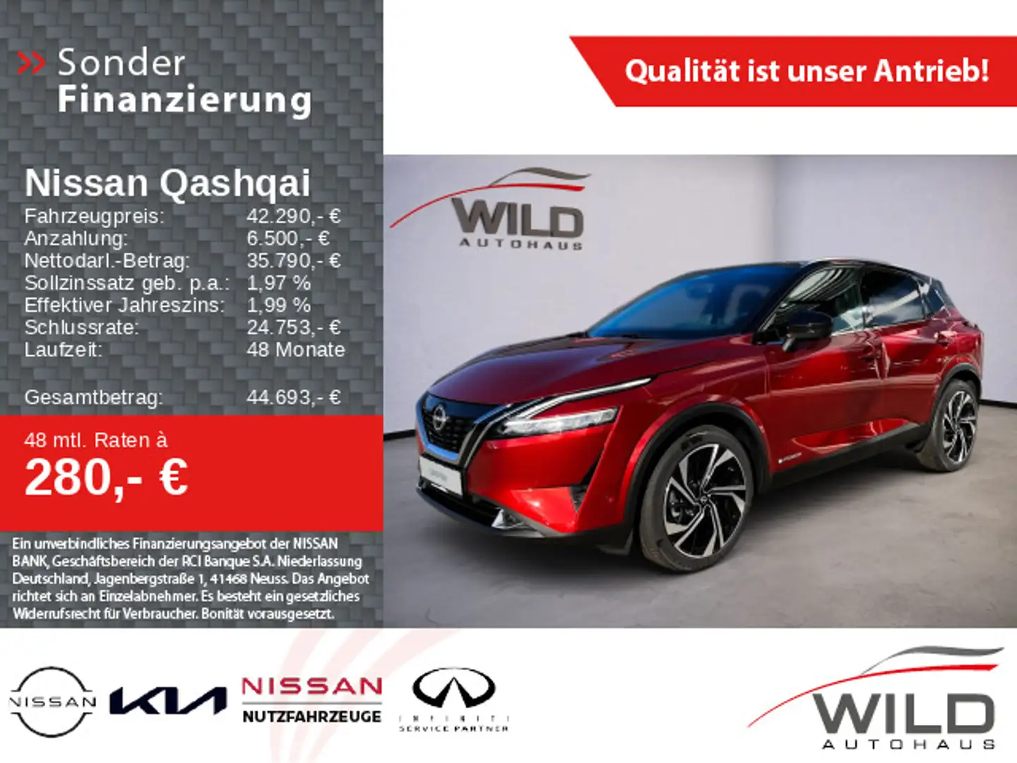 Nissan Qashqai 1.5 VC-T e-POWER Tekna + Massagefunktion Rot - 1