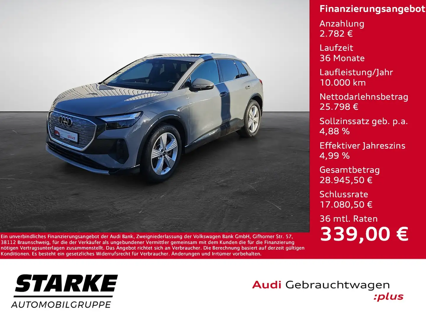Audi Q4 e-tron 50 quattro advanced NaviPlus LED Pano SHZ 19-Zo... Grau - 1