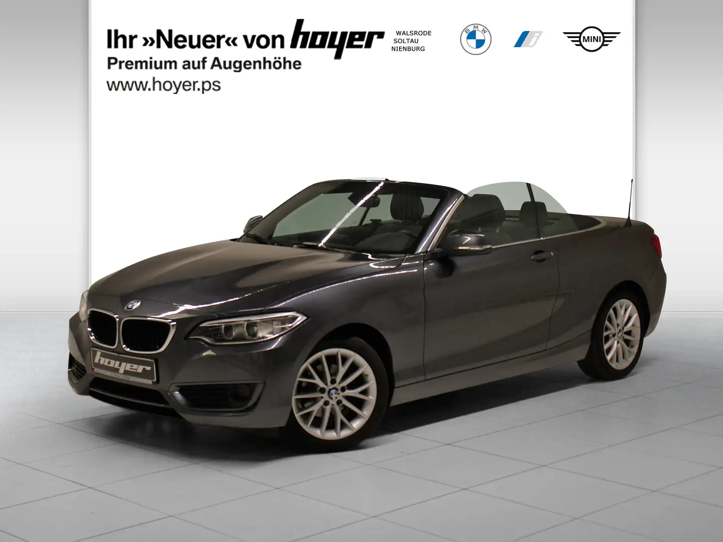 BMW 218 i Cabrio Xenon AHK schw. USB Klimaaut. Shz Grigio - 1