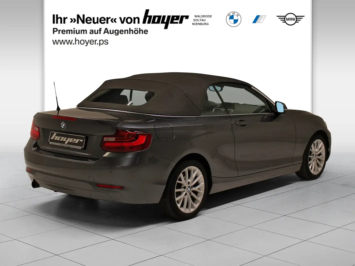 BMW 218 i Cabrio Xenon AHK schw. USB Klimaaut. Shz Grigio - 2