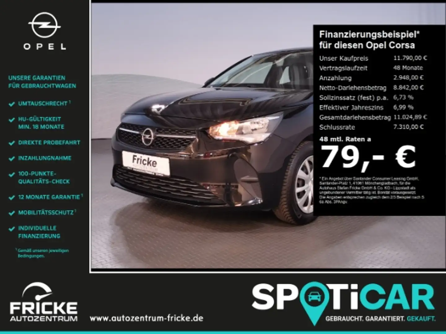 Opel Corsa +Klima+Tempomat+Bluetooth+Verkehrszeichenerk. Zwart - 1