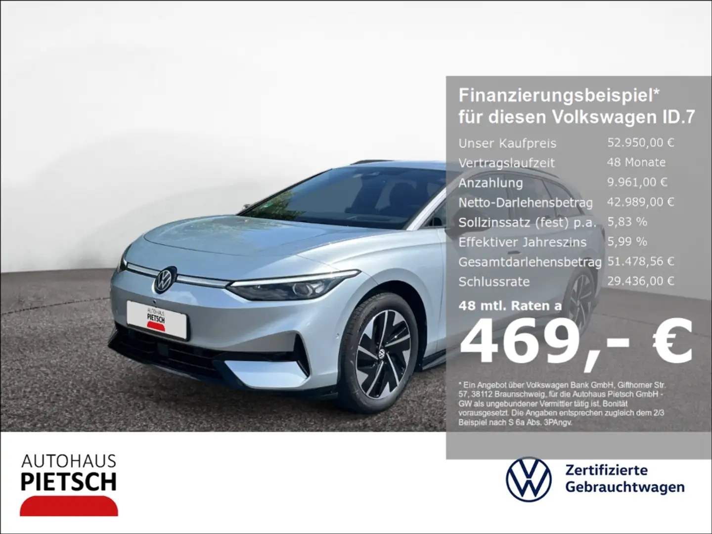 Volkswagen ID.7 Tourer Pro 77 kWh AHK IQ-Light Discover Pro Argent - 1