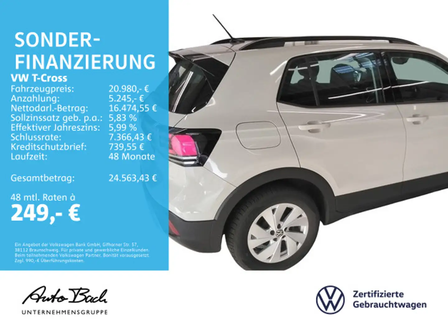 Volkswagen T-Cross 1.0 TSI Life Navi LED Digital Cockpit AC Grau - 2