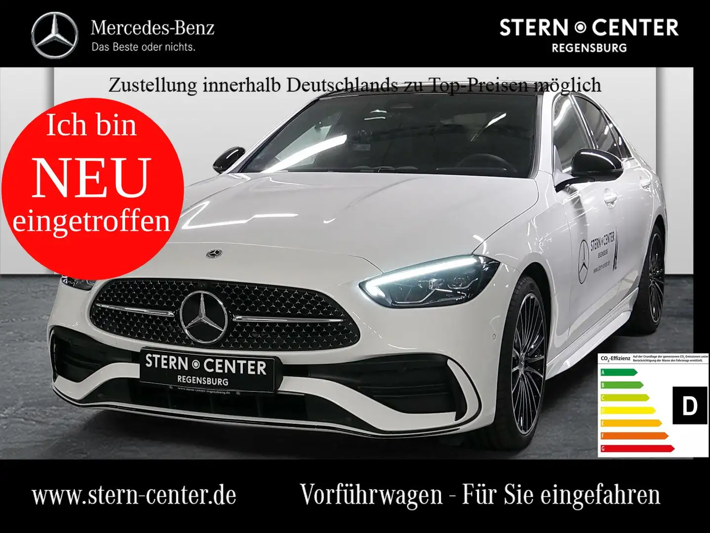 Mercedes-Benz C 200 d LED AMG MBUX SHD 360 Night Cam Totw AUT Weiß - 1