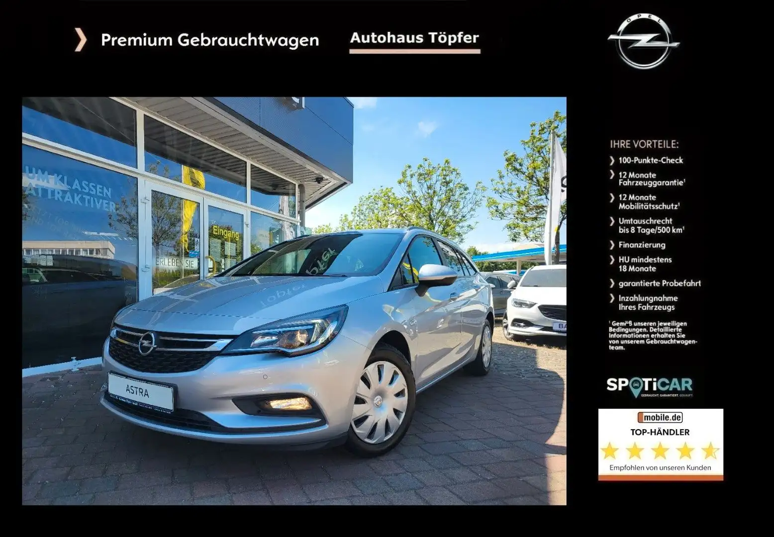Opel Astra K ST Turbo aus 1-Hand/Europa Navi/Garantie Silber - 1