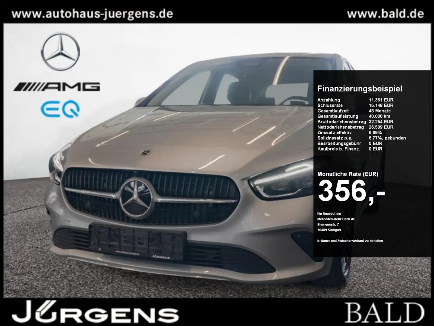 Mercedes-Benz B 250 4M Progressive/Multibeam/Cam/Totw/AHK/SHZ Silber - 1