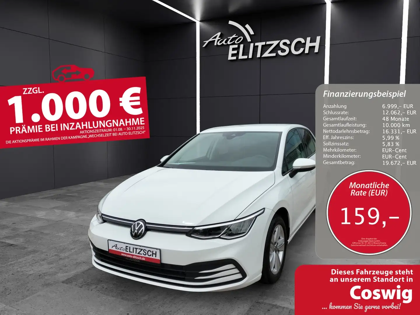 Volkswagen Golf VIII TDI Life DSG LED Navi AID ACC PDC SH Weiß - 1