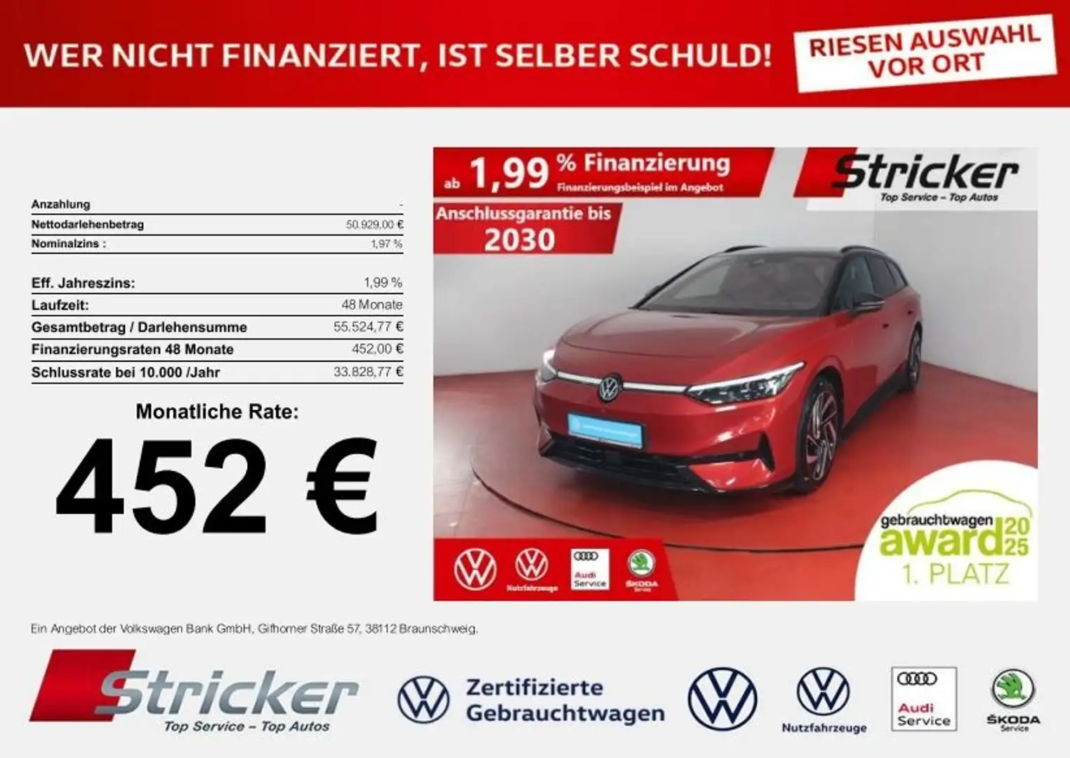 Volkswagen ID.7 Tourer Pro S Black Style  240/86 452,-ohne Anzahl Rot - 1