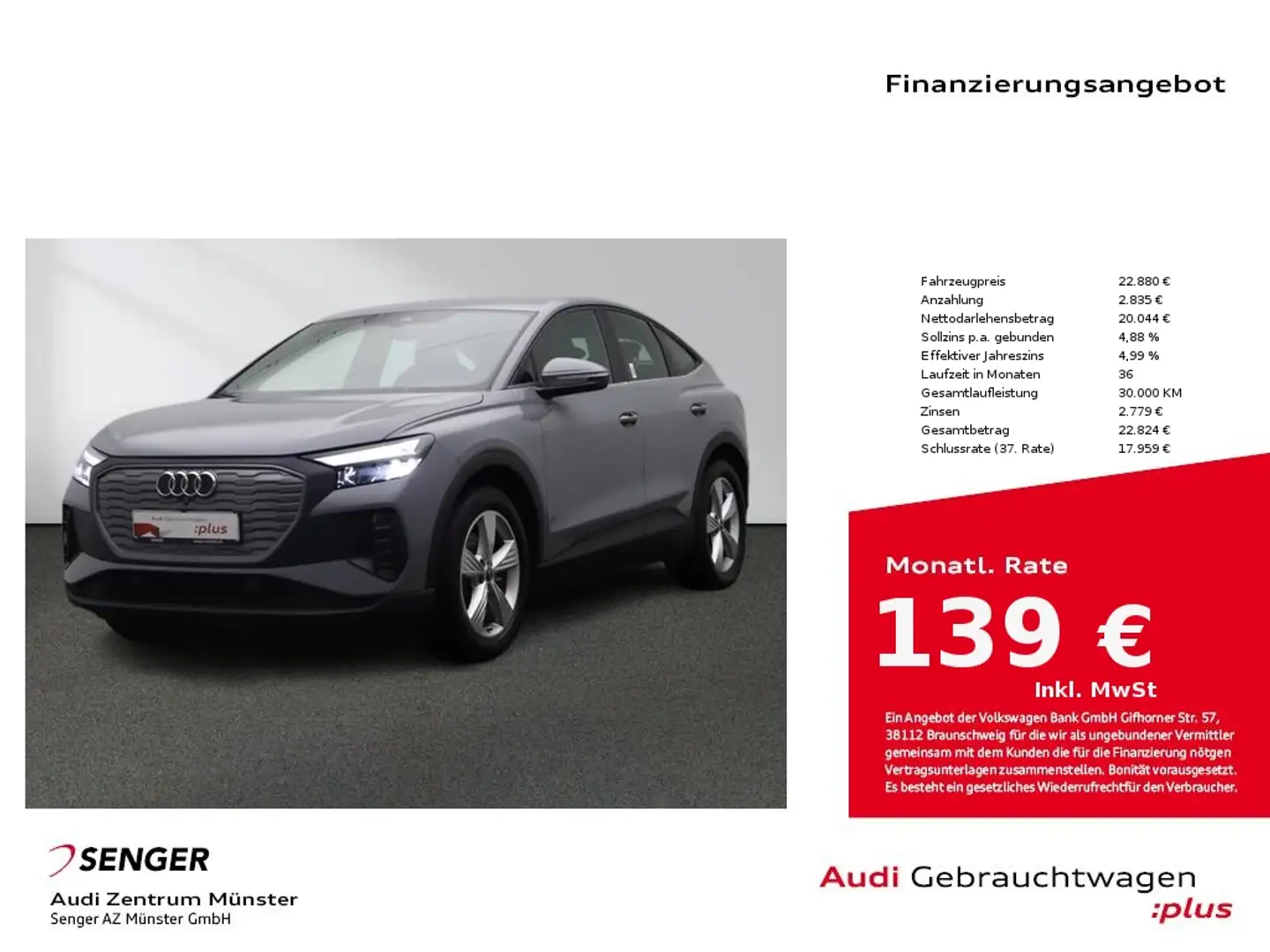 Audi Q4 e-tron Sportback 35 LED Kamera Touchscreen Grau - 1