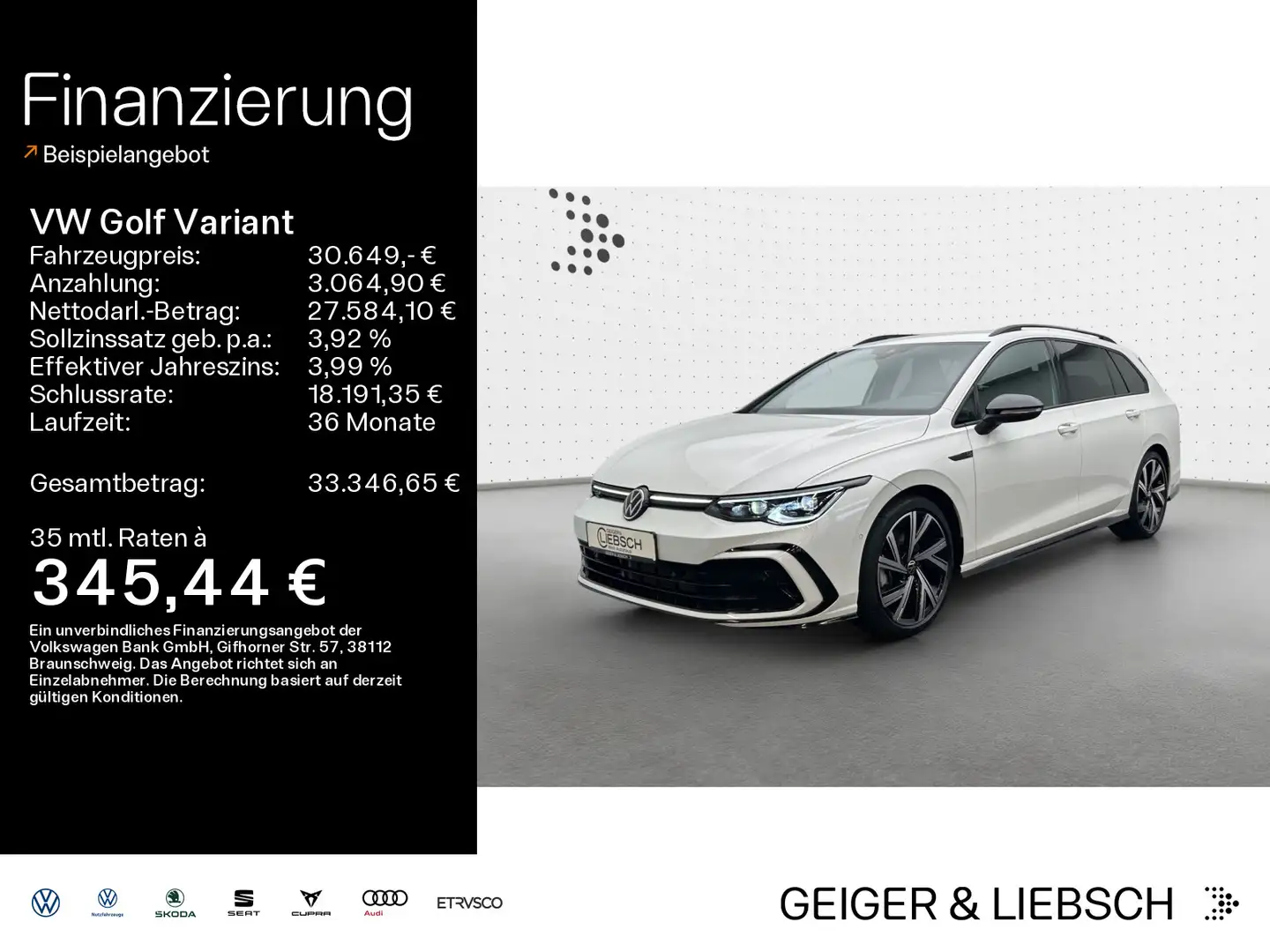 Volkswagen Golf Variant Golf VIII Variant 2.0 TSI DSG R-LINE*BLACK-STYLE Weiß - 1