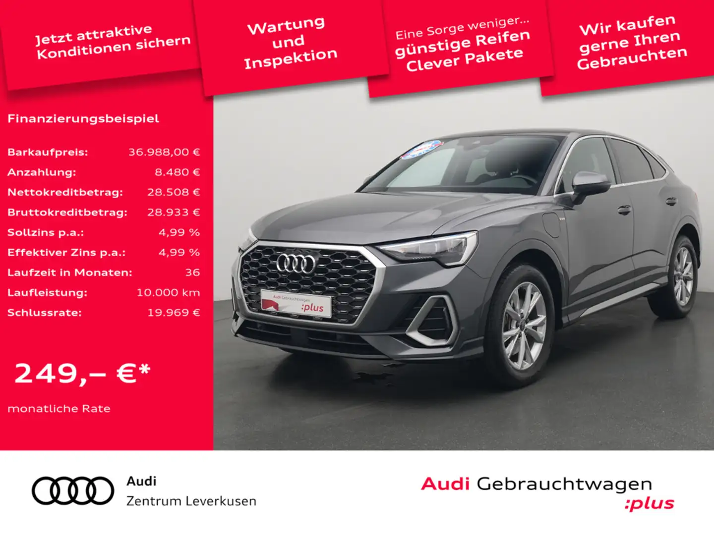 Audi Q3 Sportback e S line CARPLAY LEDER NAVI PDC AHK Schwarz - 1