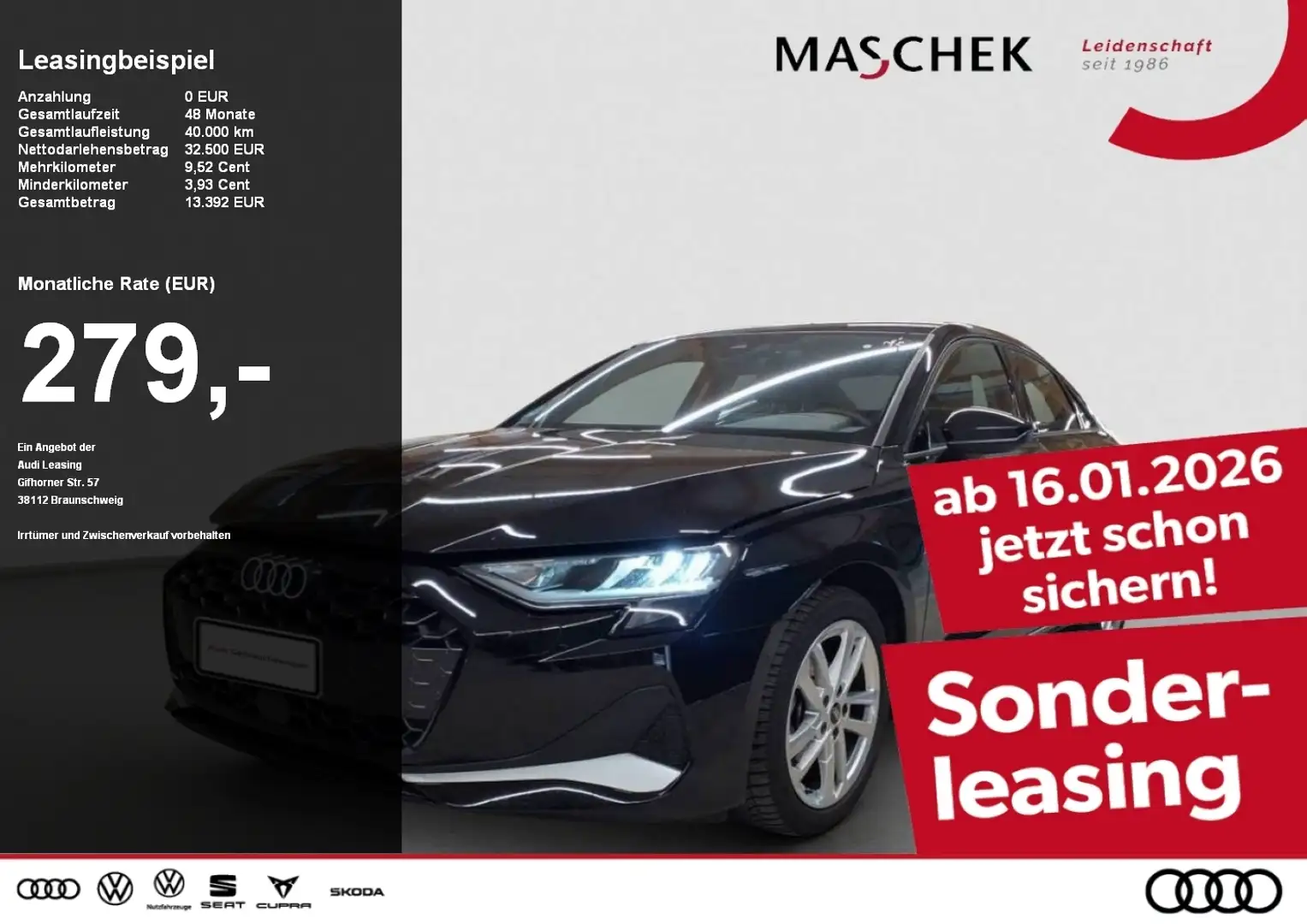 Audi A3 Limousine advanced 35 TFSI S tronic AHK ACC Navi L Schwarz - 1