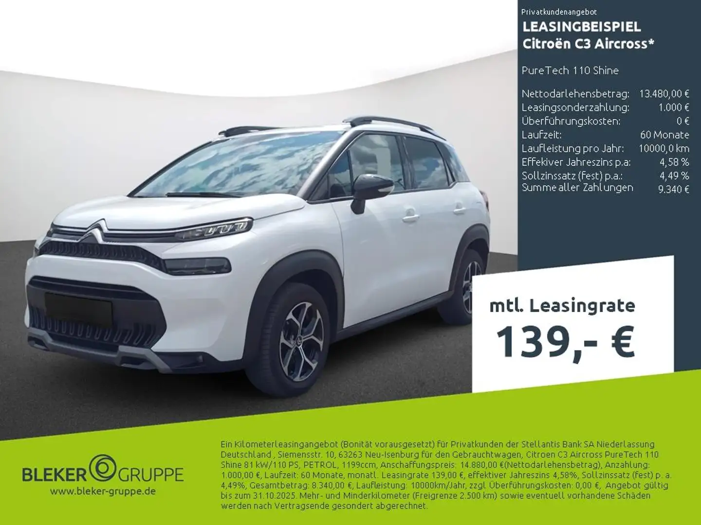 Citroen C3 Aircross PureTech 110 Shine Weiß - 1