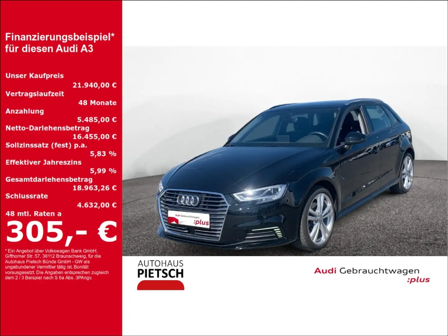 Audi A3 Sportback 40 TFSI e-tron sport Matrix-LED AHK NAVI Negro - 1